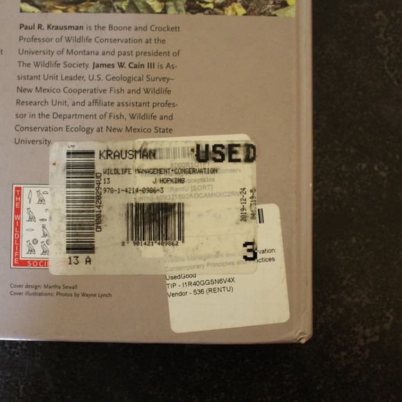 WildLife Management & Conservation Contemporary Principles & Practices HardCover - Picture 5 of 13